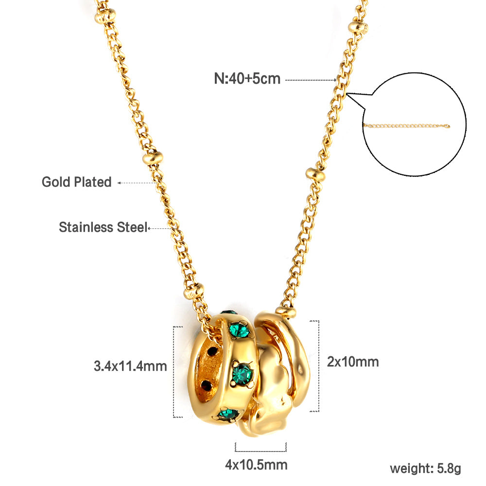 Three irregular circles pendant necklace