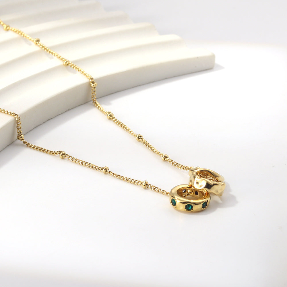 Three irregular circles pendant necklace
