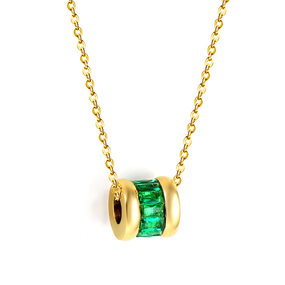 18K gold plated green CZ pendant necklace
