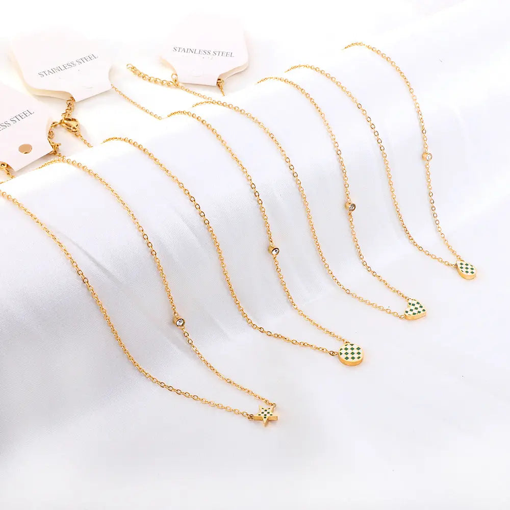 Heart-shaped Mixed Color Accessories With Diamond Necklace asonjewelry