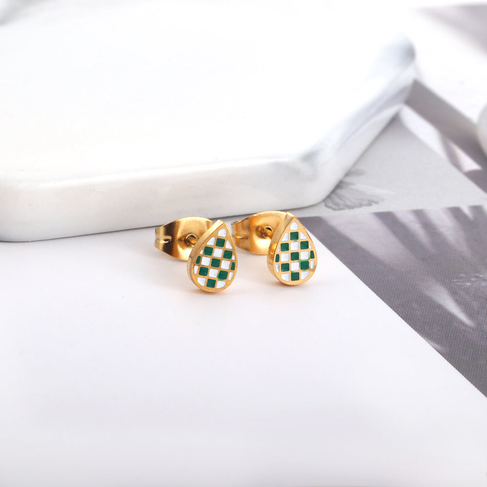 Drop Shape Mixed Color Cut Stud Earrings
