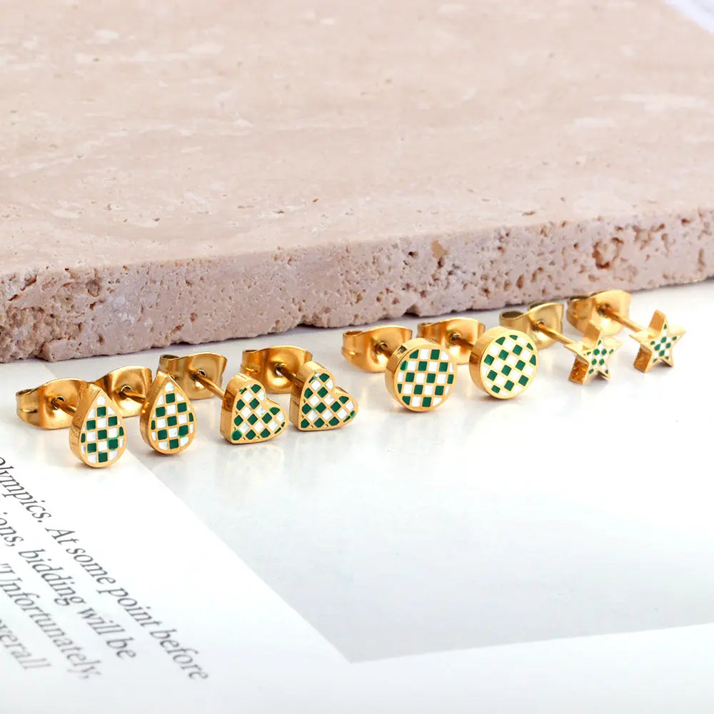 Drop Shape Mixed Color Cut Stud Earrings asonjewelry