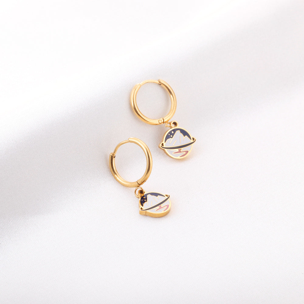 18k Gold-plated Mountains Pattern Earrings asonjewelry