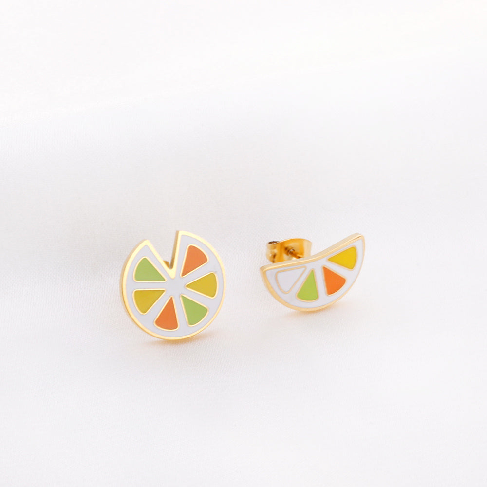 18k Gold Plated Multi-colored Lemon-shaped Stud Earrings asonjewelry