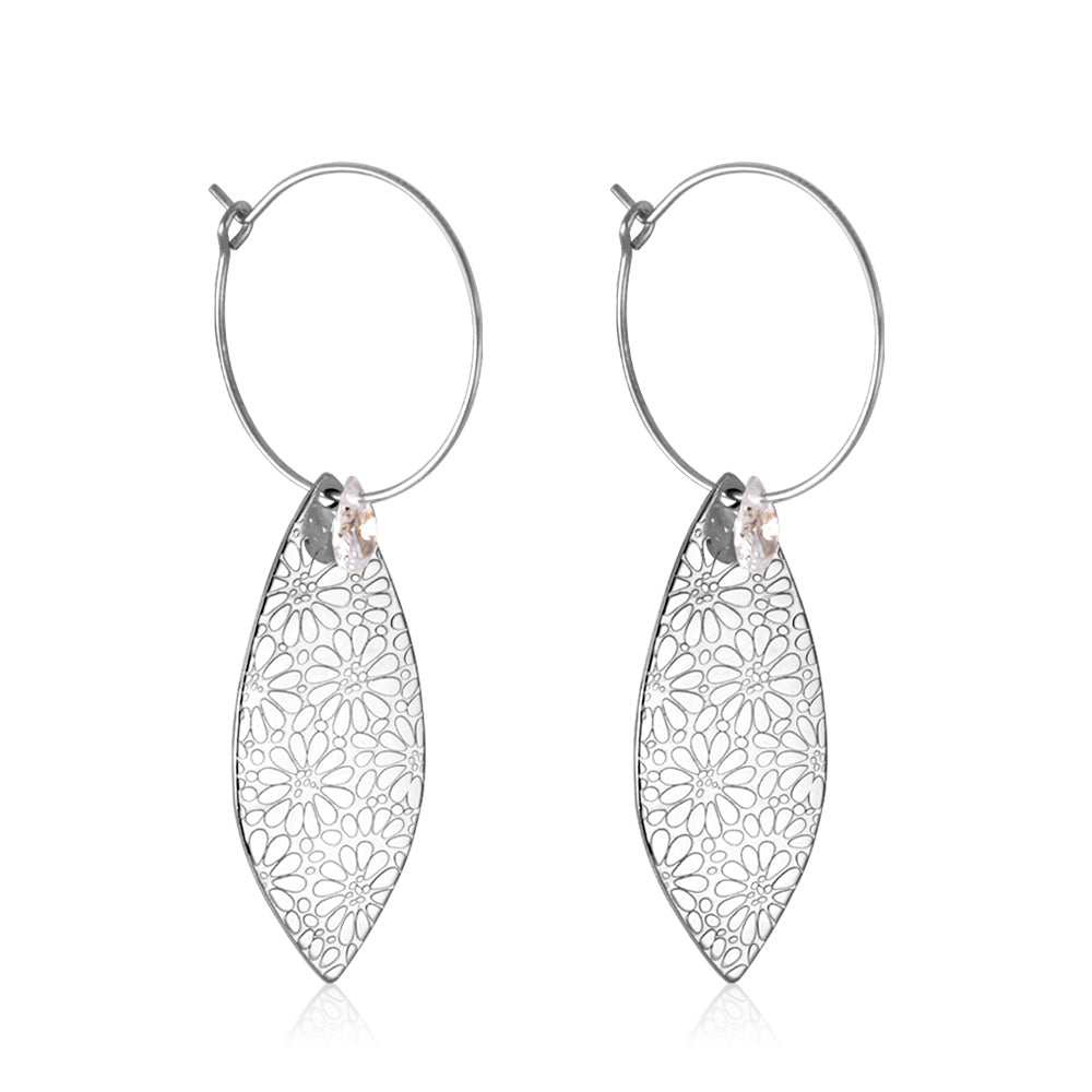 2022 Fashion Leaf Shape With Diamond Earrings