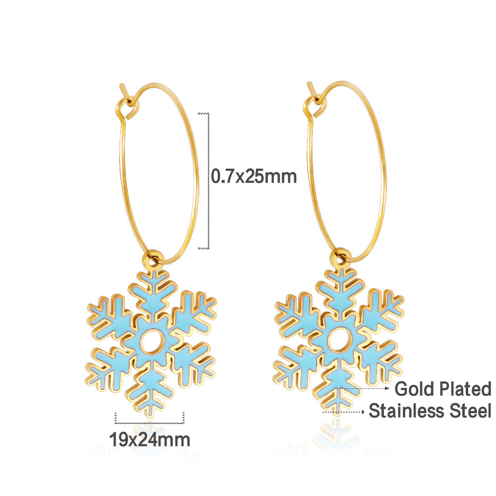 Fashion Stainless Steel Snowflake-shaped Earrings