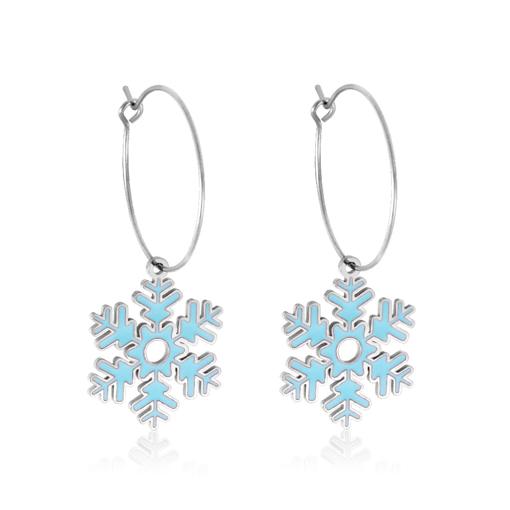 Fashion Stainless Steel Snowflake-shaped Earrings asonjewelry