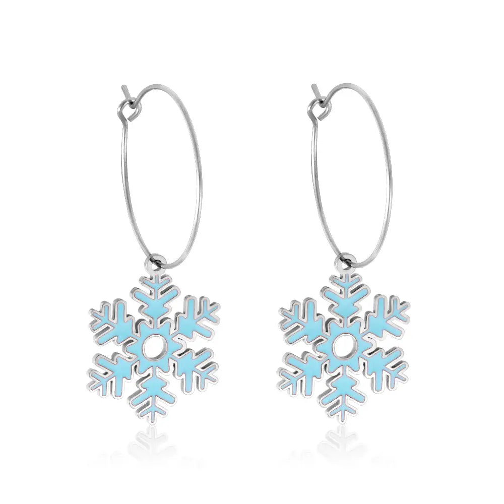 Fashion Stainless Steel Snowflake-shaped Earrings asonjewelry