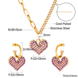 Purple Mix White Pearl Heart-shaped Jewelry Set