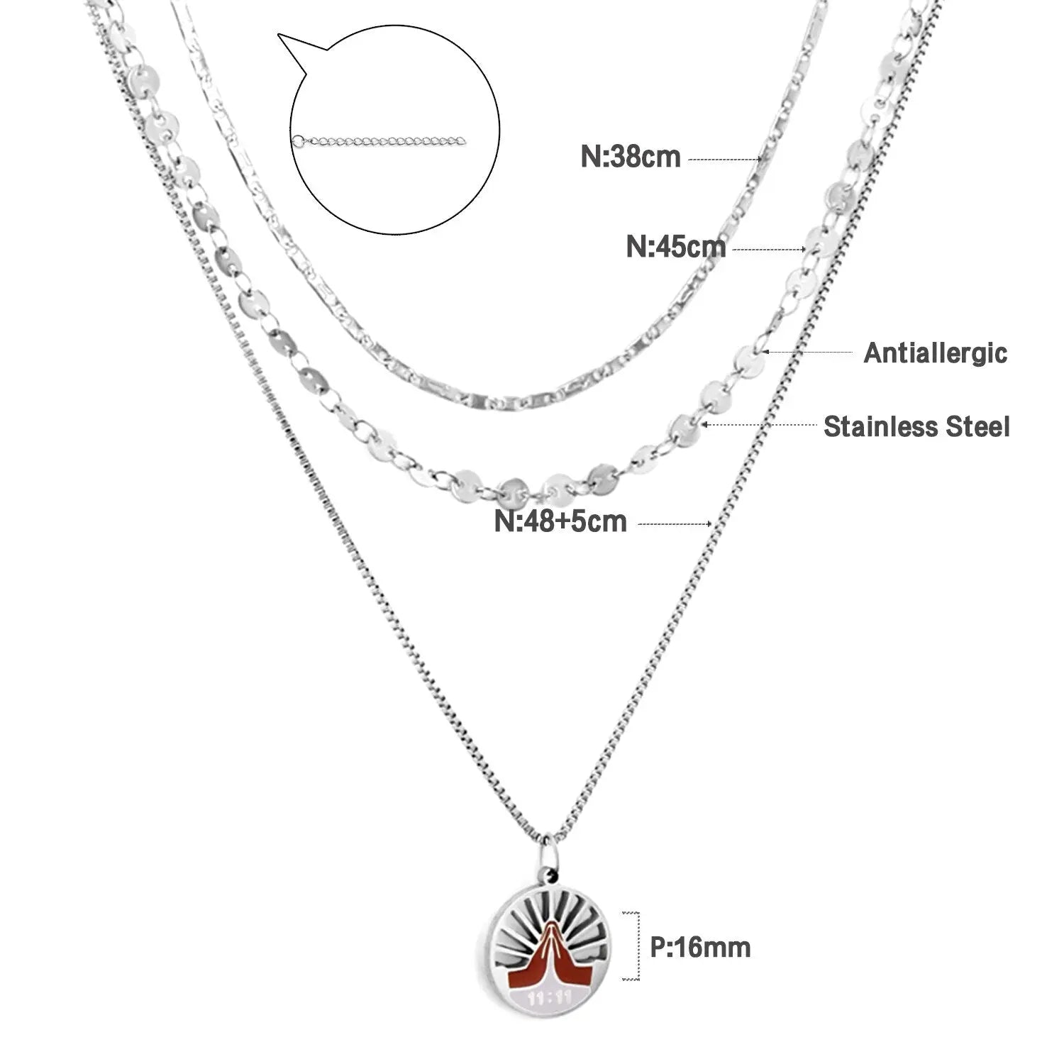 Multi Layered Chain Choker Necklace For Women Heart Shape Green Evil Eyes Stars Pendant Stainless Steel Jewelry Gifts asonjewelry