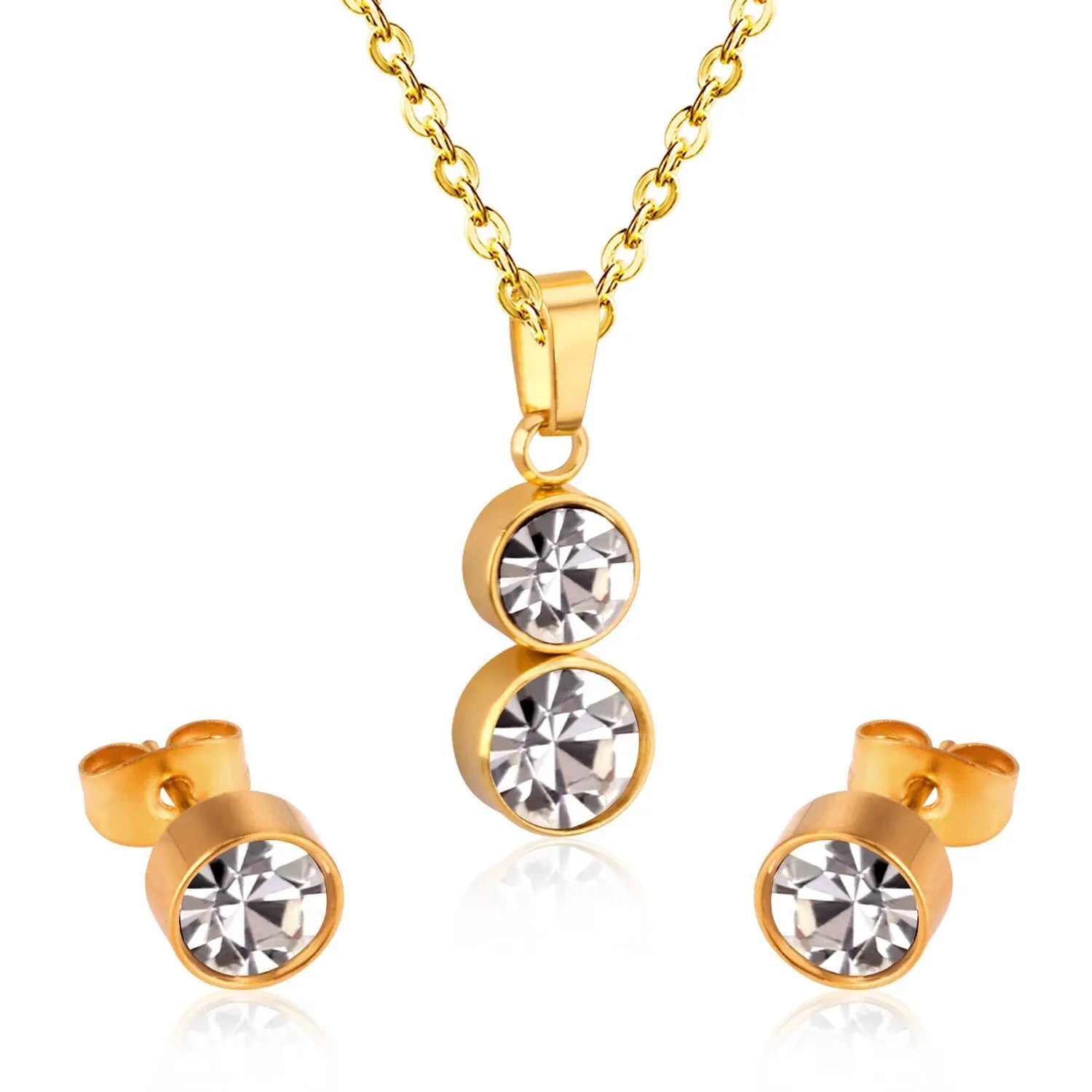 Cylinder Cubic Zirconia Pendant Nacklace Earrings Jewelry Sets For Women Brincos No Fade Collars Jerelry Party asonjewelry