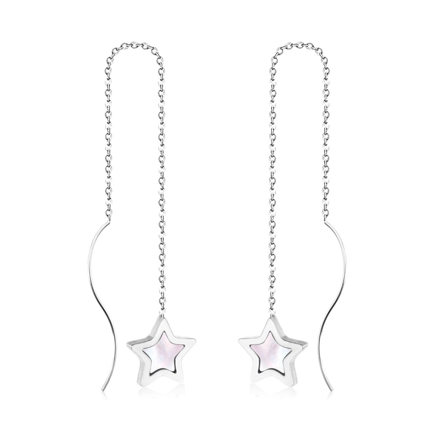 ASON Korean Style Star Shell Drop Earrings Dangle Chain Earring Stainless Steel Jewelry for Women Femme Party Gift asonjewelry