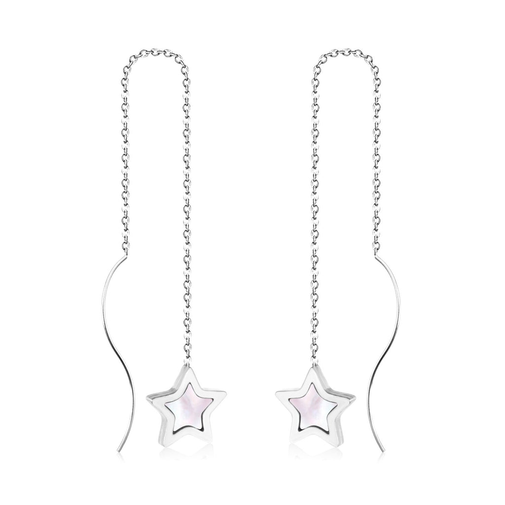 ASON Korean Style Star Shell Drop Earrings Dangle Chain Earring Stainless Steel Jewelry for Women Femme Party Gift