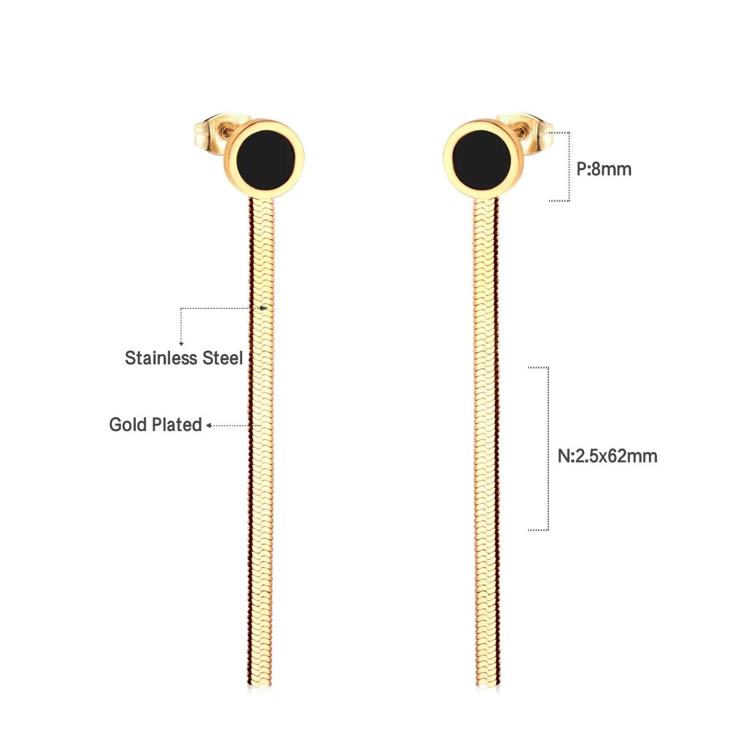 Long Chain Tassel Earrings Women's Gold Color Stainless Steel Drop Earrings Korean Fashion Party Jewelry Wholesale asonjewelry