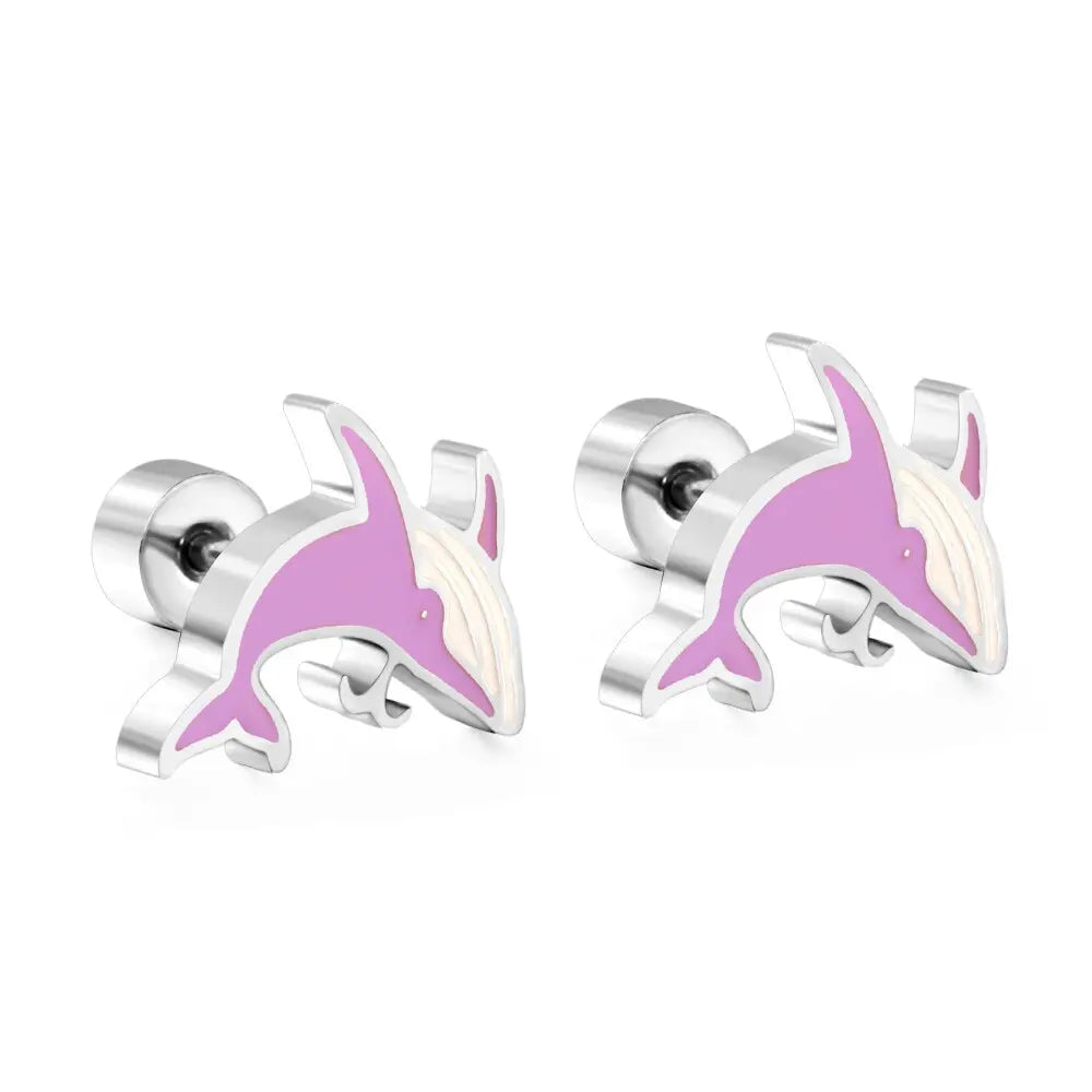 Cute Girls's Earrings Acrylic Design Animals Piercing Butterflies Stainless Steel Penguin Childlike серьги brinco asonjewelry