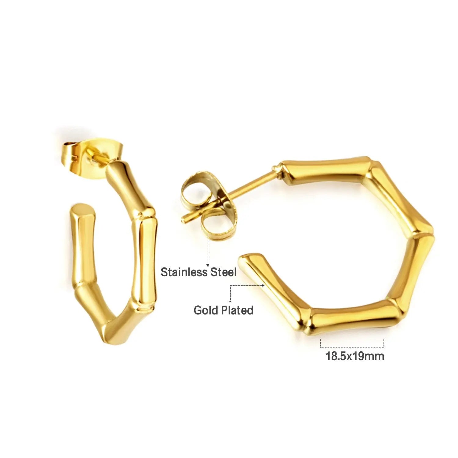 Stainless Steel Textured Metal Star Pendant Drop Huggie Earrings For Women Girls Vintage Waterproof Temperament Hoops asonjewelry