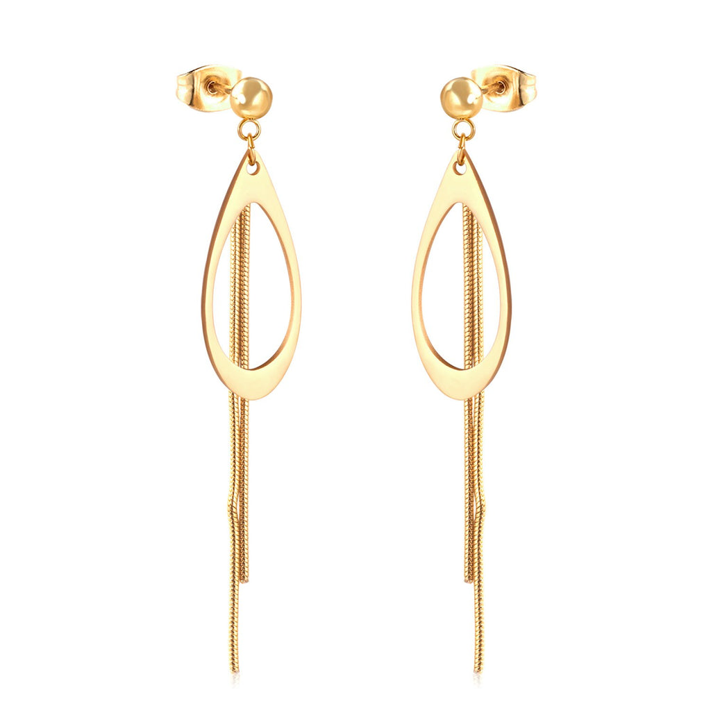 ASON Korean Style Dangle Earrings Anti-allergy Stainless Steel for Women Tassel Water Drop Earring Lovely Jewelry Gift