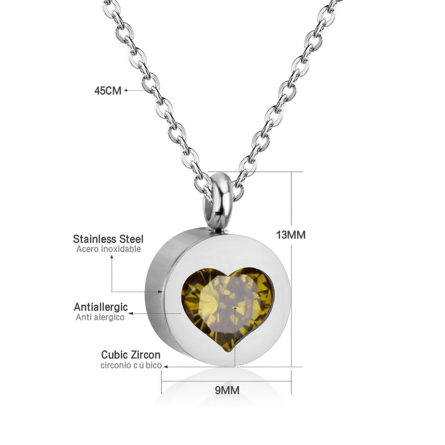 ASON Heart Cubic Zirconia Round Pendants Stainless Steel Chains Necklace Gold Color Accessories Wholesale Daily Wear Choker asonjewelry