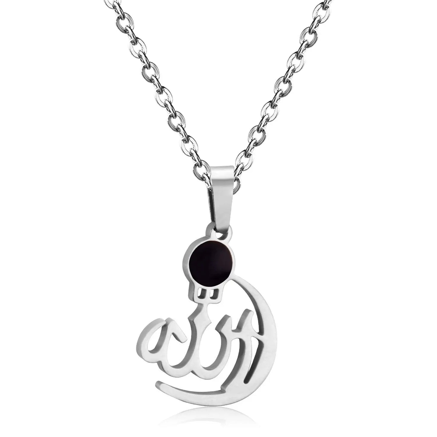 Black/Bule Round Shape Oil Drip Pendant Necklaces Stainless Steel Gold Color Chain Choker For Women Party Gift asonjewelry