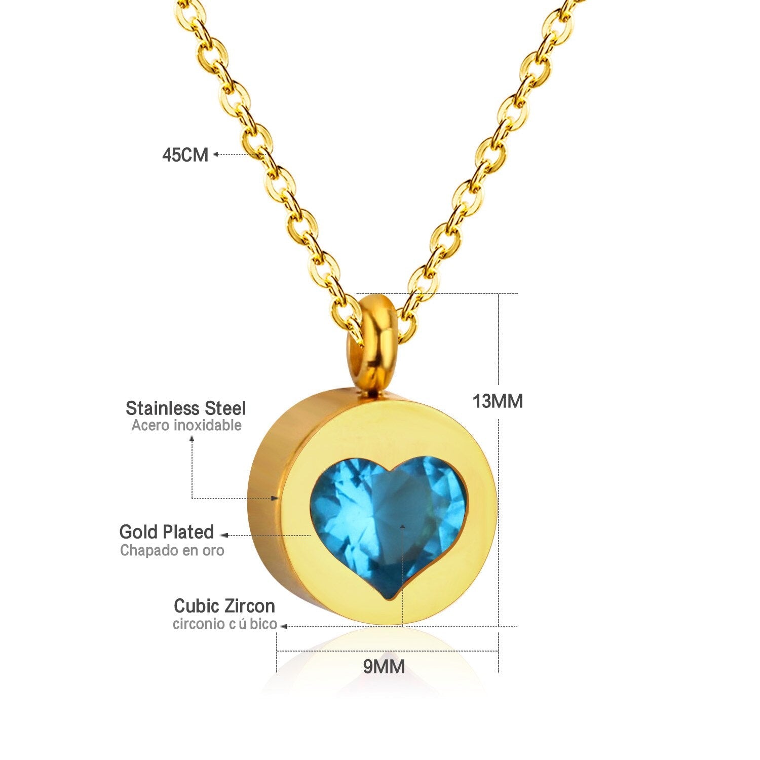 ASON Heart Cubic Zirconia Round Pendants Stainless Steel Chains Necklace Gold Color Accessories Wholesale Daily Wear Choker asonjewelry