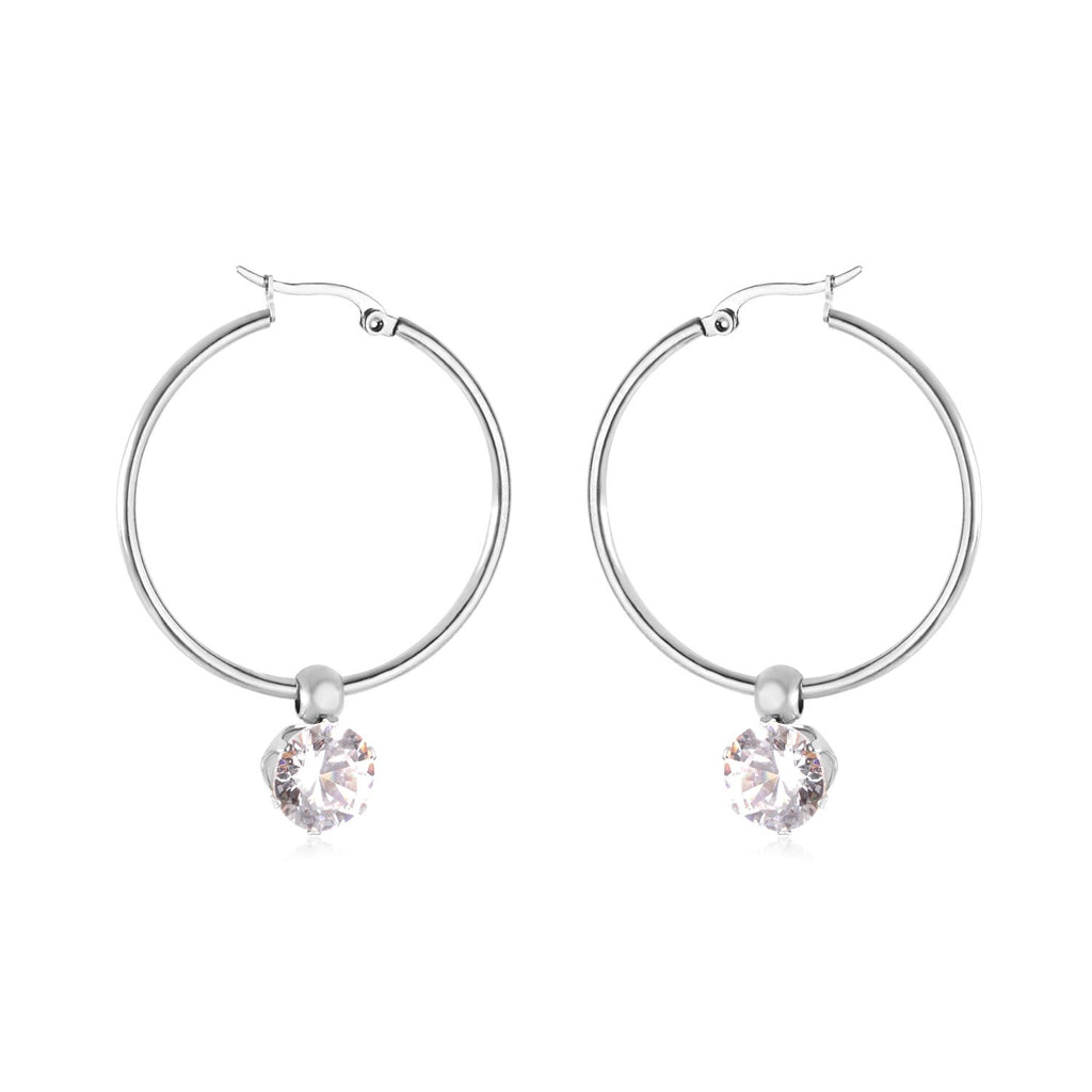 ASON-pendiente de aro para oreja redondo con circonita cúbica, estilo clásico, pendiente circular de acero inoxidable 2022, joyería de moda para fiesta
