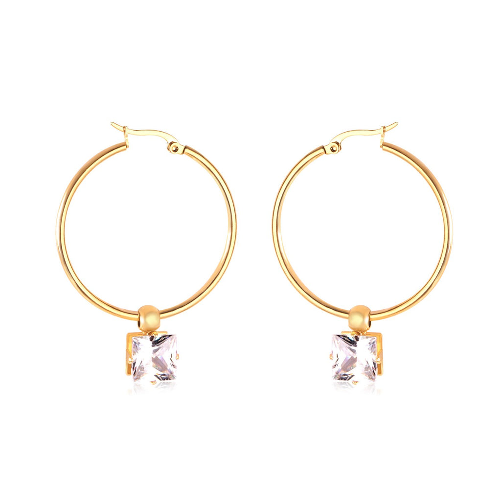 ASON-pendiente de aro para oreja redondo con circonita cúbica, estilo clásico, pendiente circular de acero inoxidable 2022, joyería de moda para fiesta