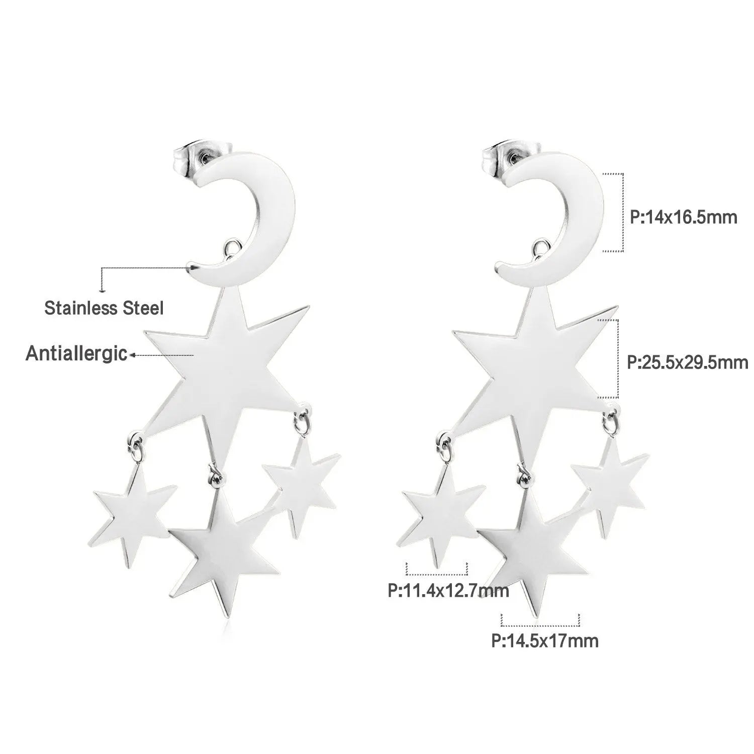 New Crystal Stars Coin Long Tassel Dangle Earrings For Women Girls Stainless Steel Trending Korean Fashion Jewelry asonjewelry