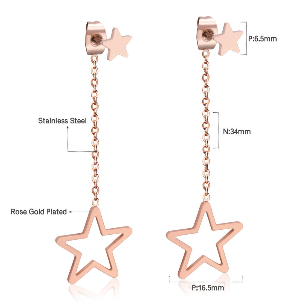Boucles d'oreilles longues à pampilles en forme d'étoiles en cristal pour femmes et filles, en acier inoxydable, tendance, bijoux à la mode coréenne, nouvelle collection