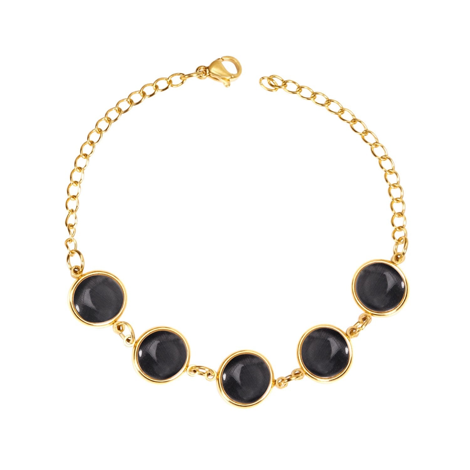 ASON Trendy Opals 20cm Chain Bracelet Bangle Gold Color Stainless Steel for Women Accessories Jewelry Mujer Daily Wear asonjewelry