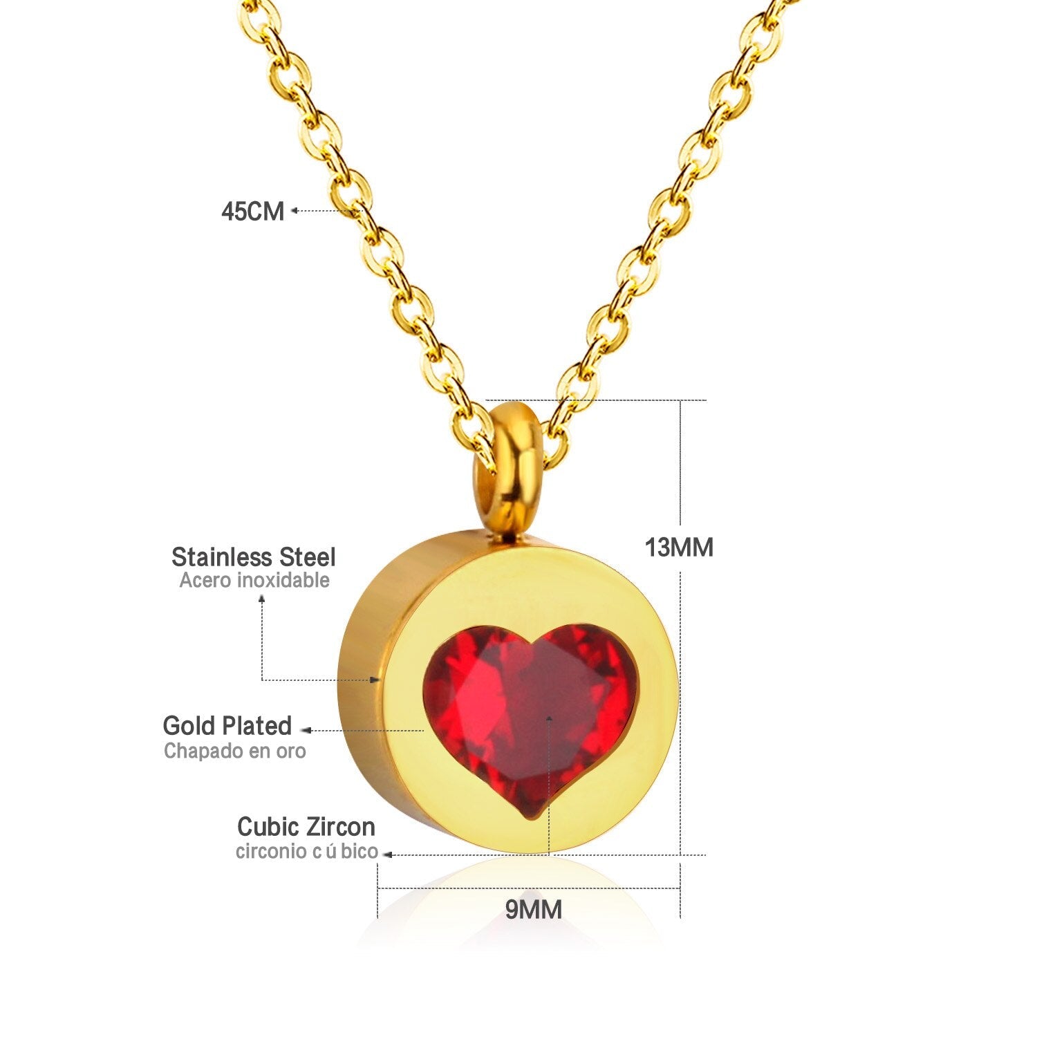ASON Heart Cubic Zirconia Round Pendants Stainless Steel Chains Necklace Gold Color Accessories Wholesale Daily Wear Choker asonjewelry