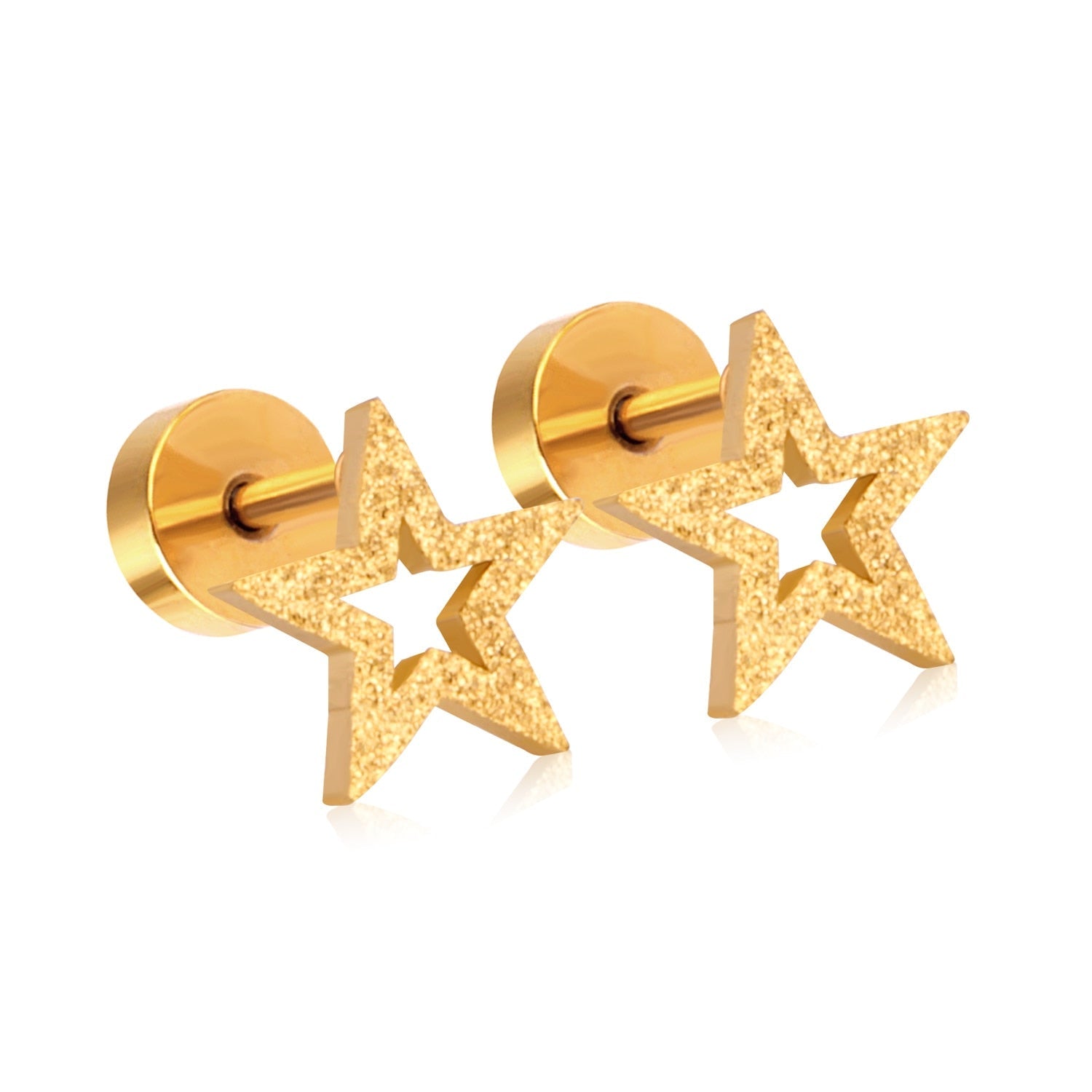 ASON Scurb Star Moon Screw Piercing Stud Earrings Stainless Steel Gold Color for Women Unique Accessories Jewelry Christmas asonjewelry