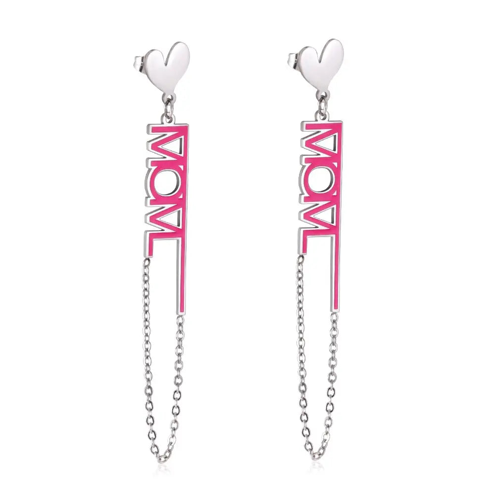 Mother Matching Letter Pendients Earrings For Woman Love Mama Dangle Earrings 2022 New Colorful Design Heart Drops asonjewelry