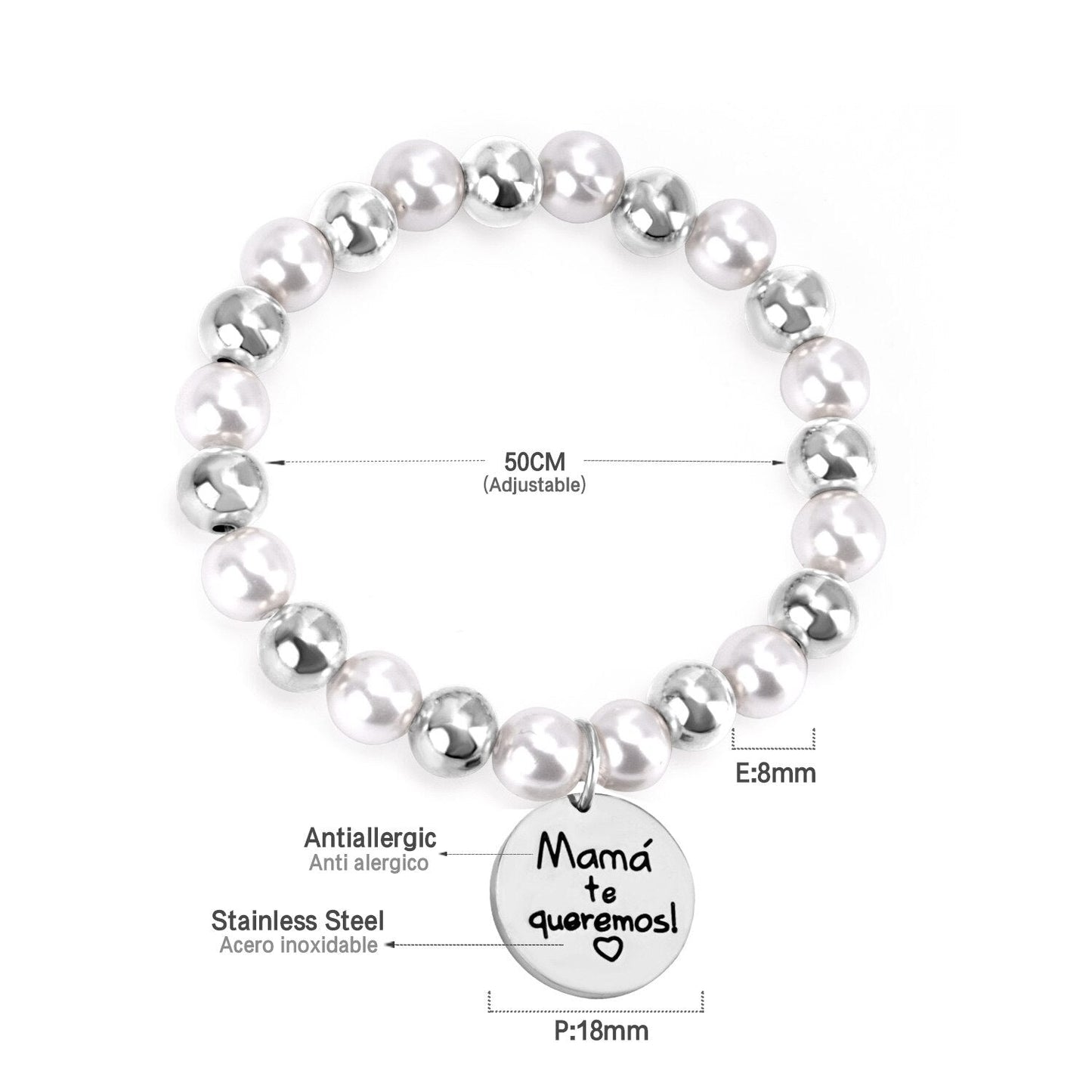 ASON Mixed Color Ball Beaded Engrave MaMa Bracelets Bangles Gold Color Stainless Steel For Women Birthday Mother's Day Gift asonjewelry