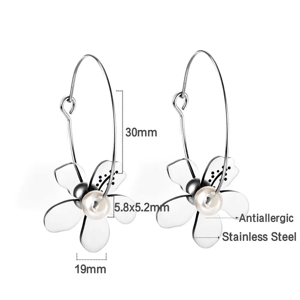 Korean Thin Hoop Earrings For Women Oval Hoops with Colorful Star Heart Charm Stainless Steel Jewelry Accessories asonjewelry