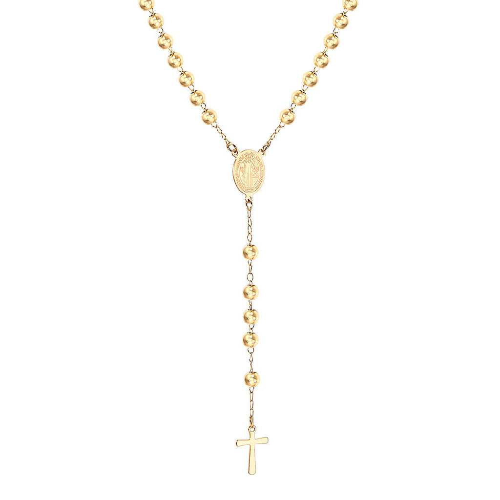 ASON Long Scapular Catholic Rosaries Beads Christian Cross Pendant Necklaces Stainless Steel for Women Men Jewelry Chokers