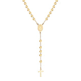 ASON Long Scapular Catholic Rosaries Beads Christian Cross Pendant Necklaces Stainless Steel for Women Men Jewelry Chokers