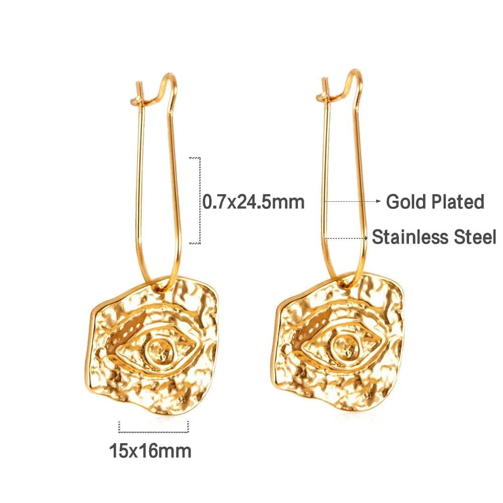 Summer Stainless Steel Geometric Hoop Earrings Minimalist Fan Leaf Shape Unusual Beach Waterproof Jewelry For Women asonjewelry