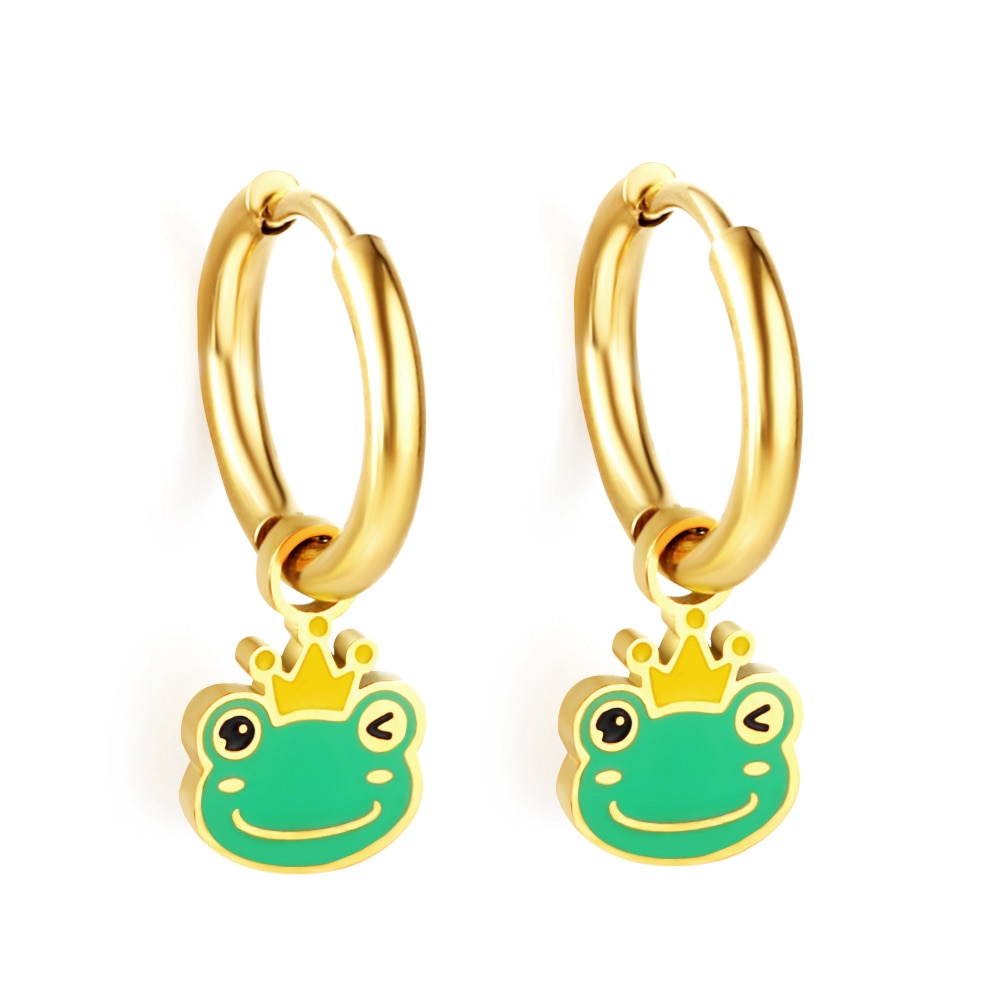 Cute Animal Drop Pendients For Woman Girls Panda Dangle Earrings Frog Dinosaur Charms Grunge Hoops Ears Jewelry New