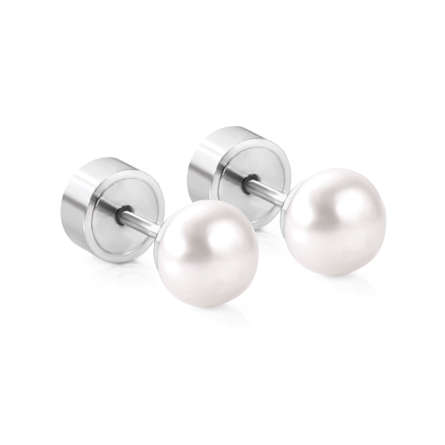 ASON White/Pink Color Freshwater Pearl Piercing Stud Earrings Silver Color Stainless Steel For Girl Women Wholesale Gift asonjewelry