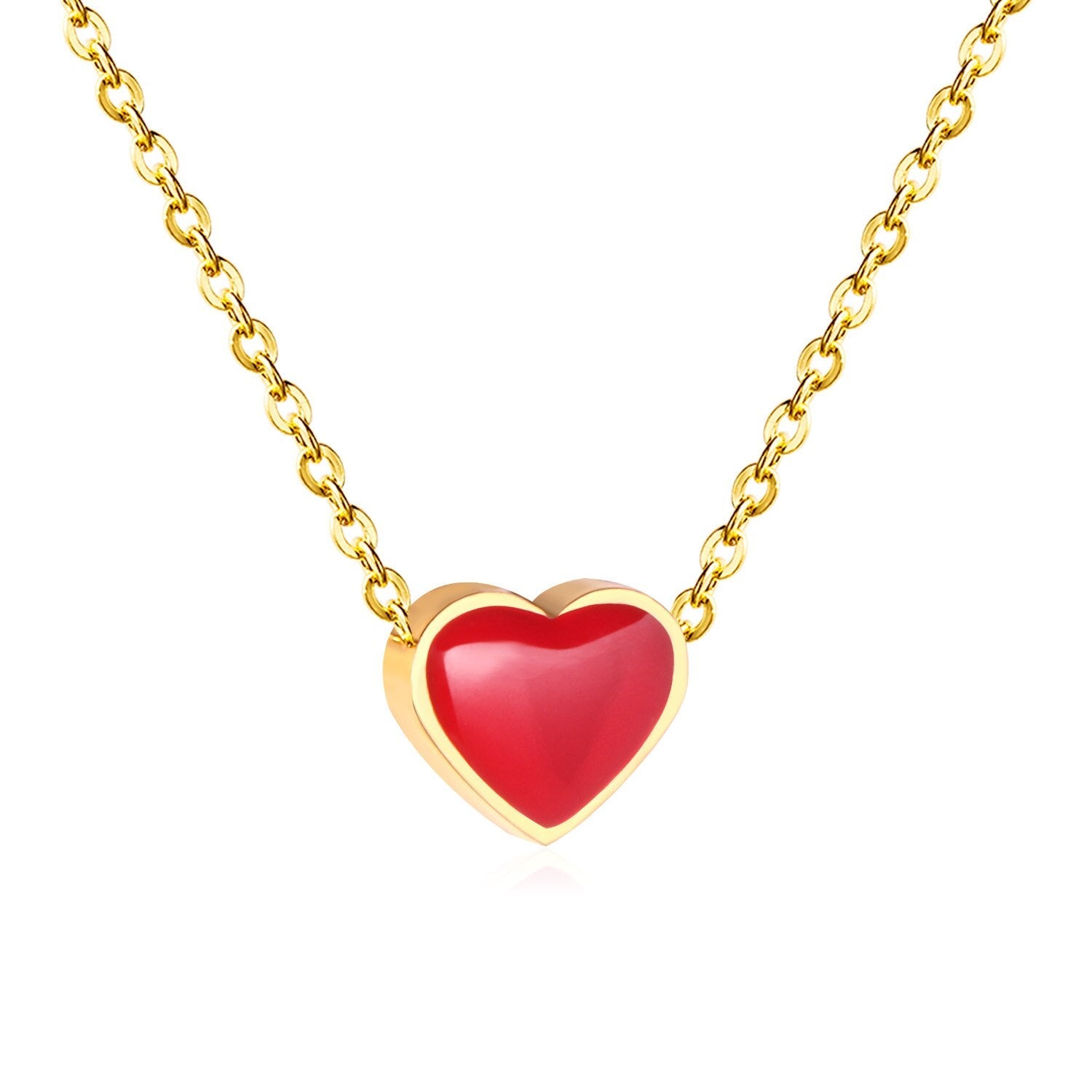 ASON Lover's Gift Heart Shape Pendant Necklaces Stainless Steel Red/Green/Blue Color Dripping Oil Chains Necklaces Collars asonjewelry