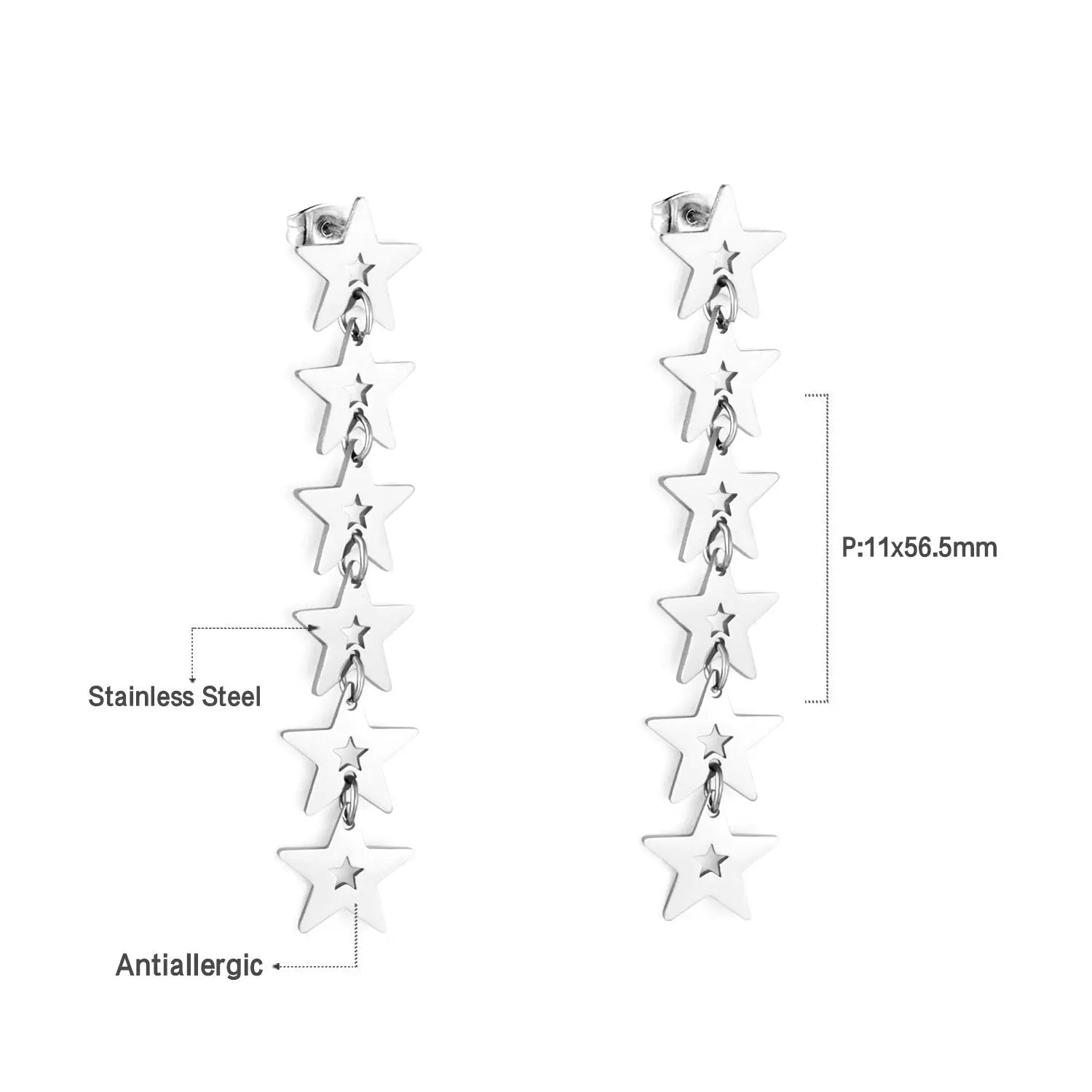 New Crystal Stars Coin Long Tassel Dangle Earrings For Women Girls Stainless Steel Trending Korean Fashion Jewelry asonjewelry