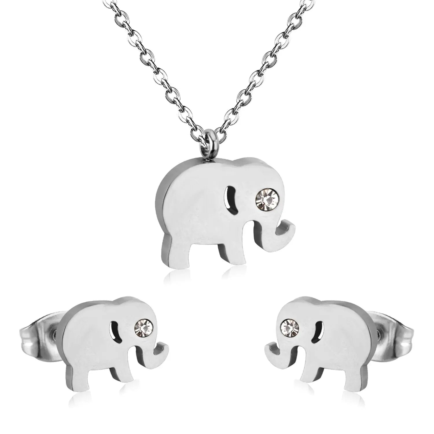 Cubic Zirconia Jewerly Sets animal elephant Pendant Necklace Earrring Sets For Women Collar Whosaele party asonjewelry