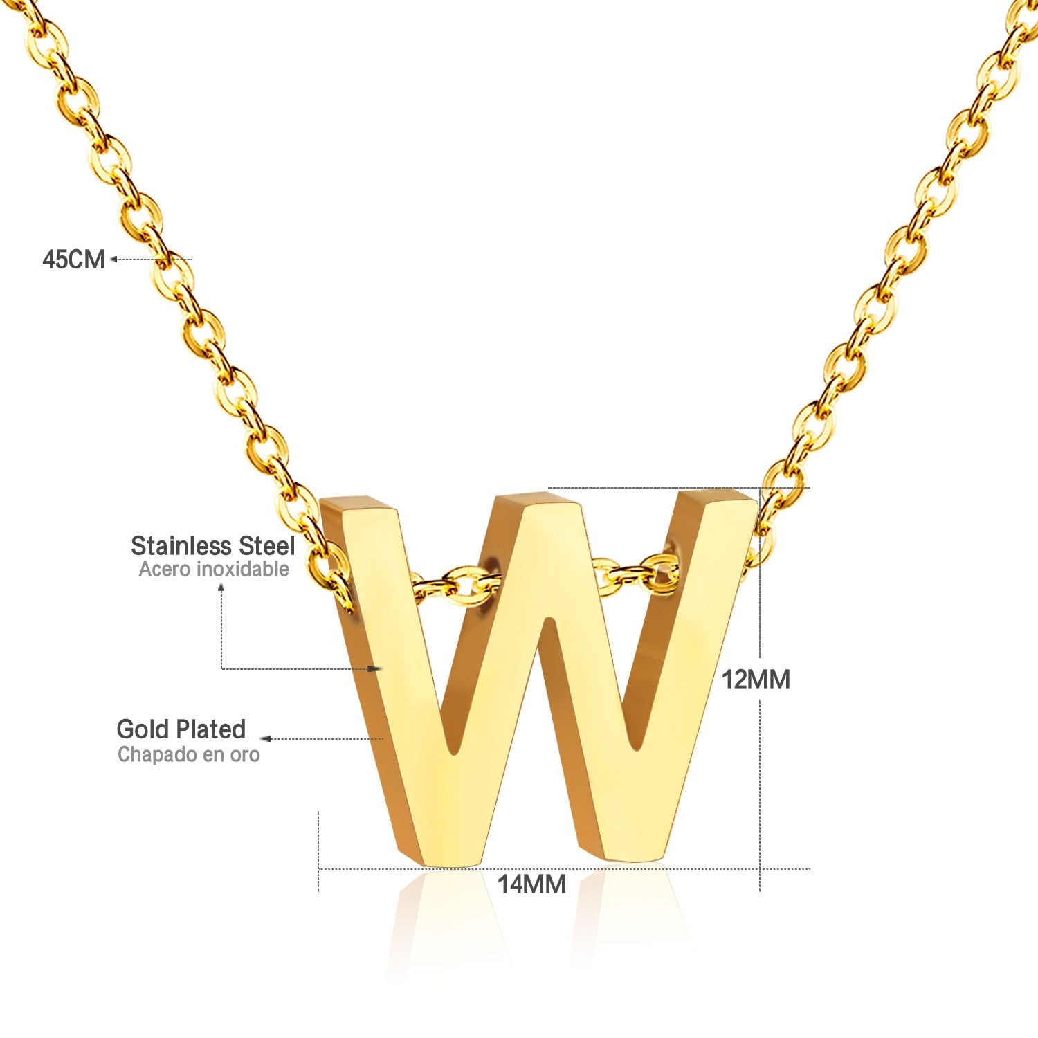 ASON Delicate Classic Style Initial 26 Letters Alphabet Chain Pendant Necklace Stainless Steel Gold Color Jewelry Chokers asonjewelry