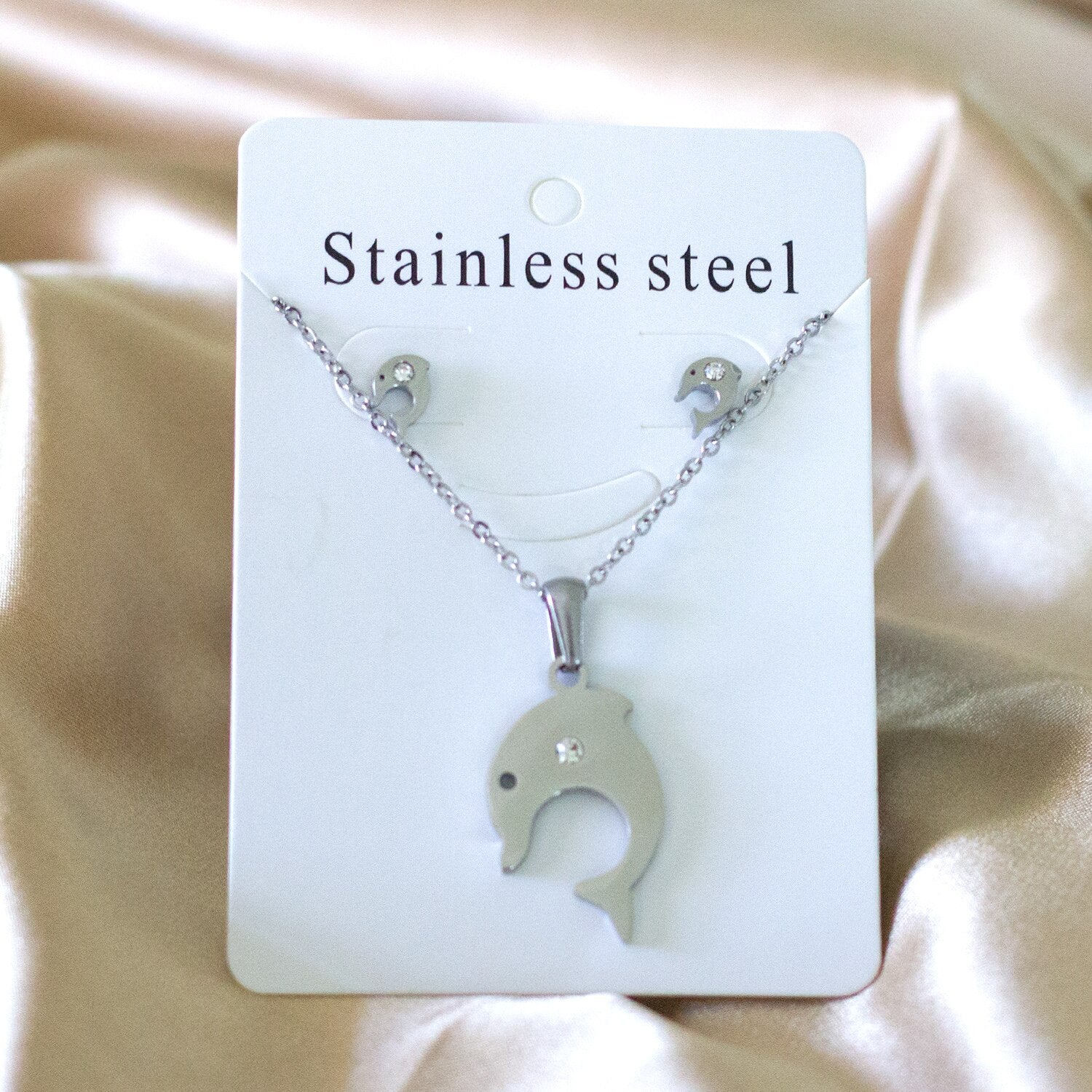 ASON Gold Color 316L Stainless Steel Jewelry Sets for Women Dolphin Necklace Small Stud Earrings for Femme Girl Daily Party asonjewelry