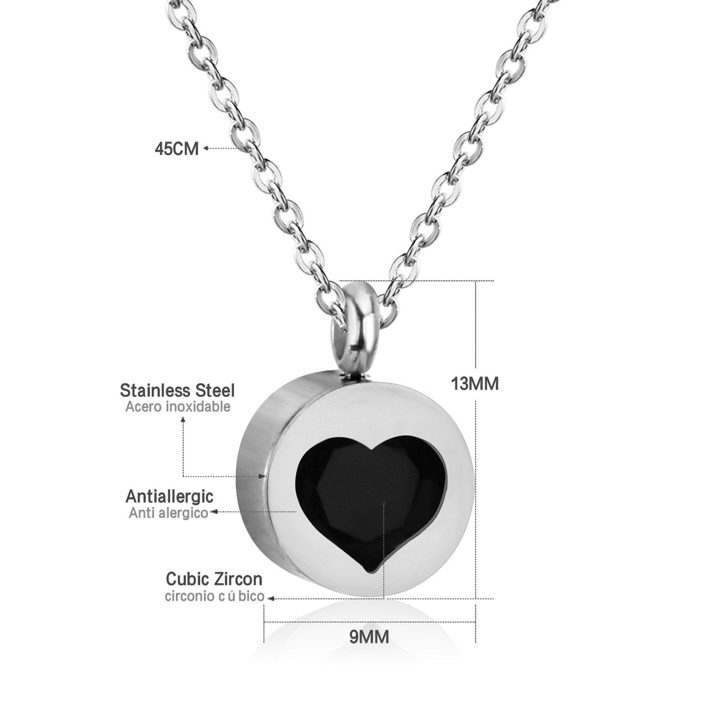 ASON Heart Cubic Zirconia Round Pendants Stainless Steel Chains Necklace Gold Color Accessories Wholesale Daily Wear Choker asonjewelry