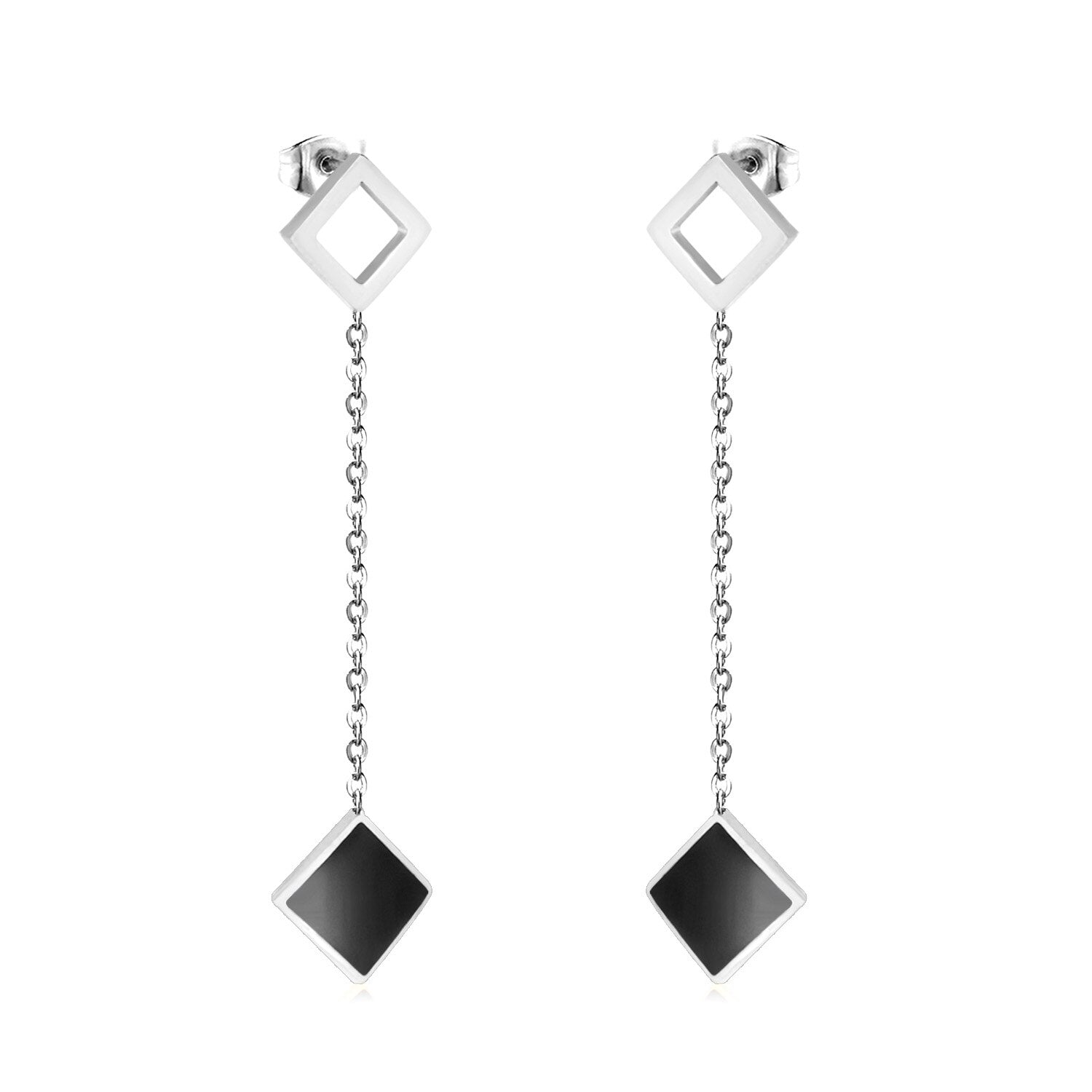 ASON Korean Style Statement Drop Earrings Square Shell Dangle Earring Stainless Steel Jewelry for Femme Party Gift asonjewelry