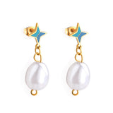 Imitation Pearl Exquisite Pendientes Earrings Stainless Steel Trendy 2022 Dangle Blue Earring Heart Elegant Jewelry