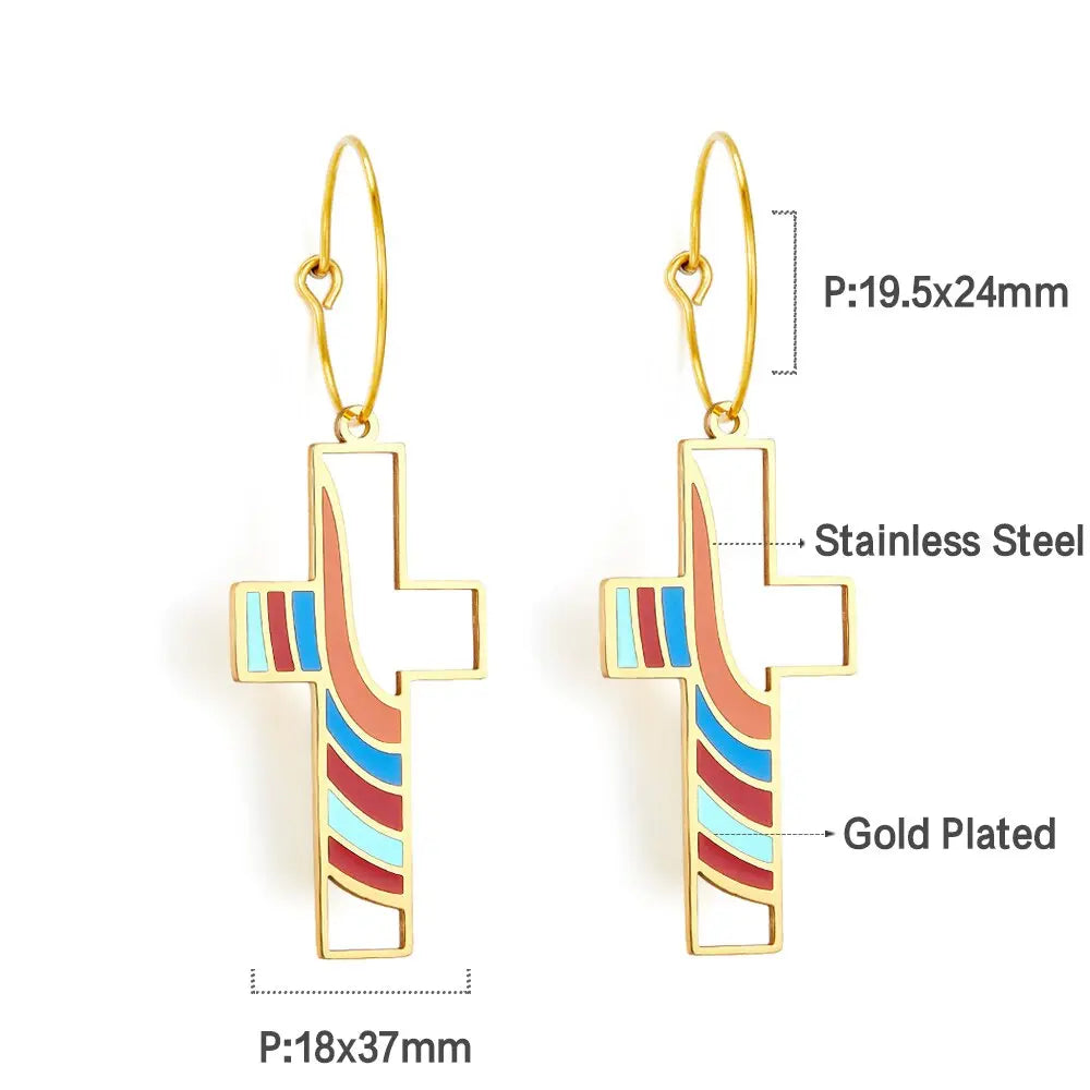 Summer Stainless Steel Geometric Hoop Earrings Minimalist Fan Leaf Shape Unusual Beach Waterproof Jewelry For Women asonjewelry