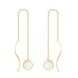 ASON Korean Style Statement Drop Earrings Round Shell Dangle Earring Stainless Steel Jewelry for Women Femme Party Gift