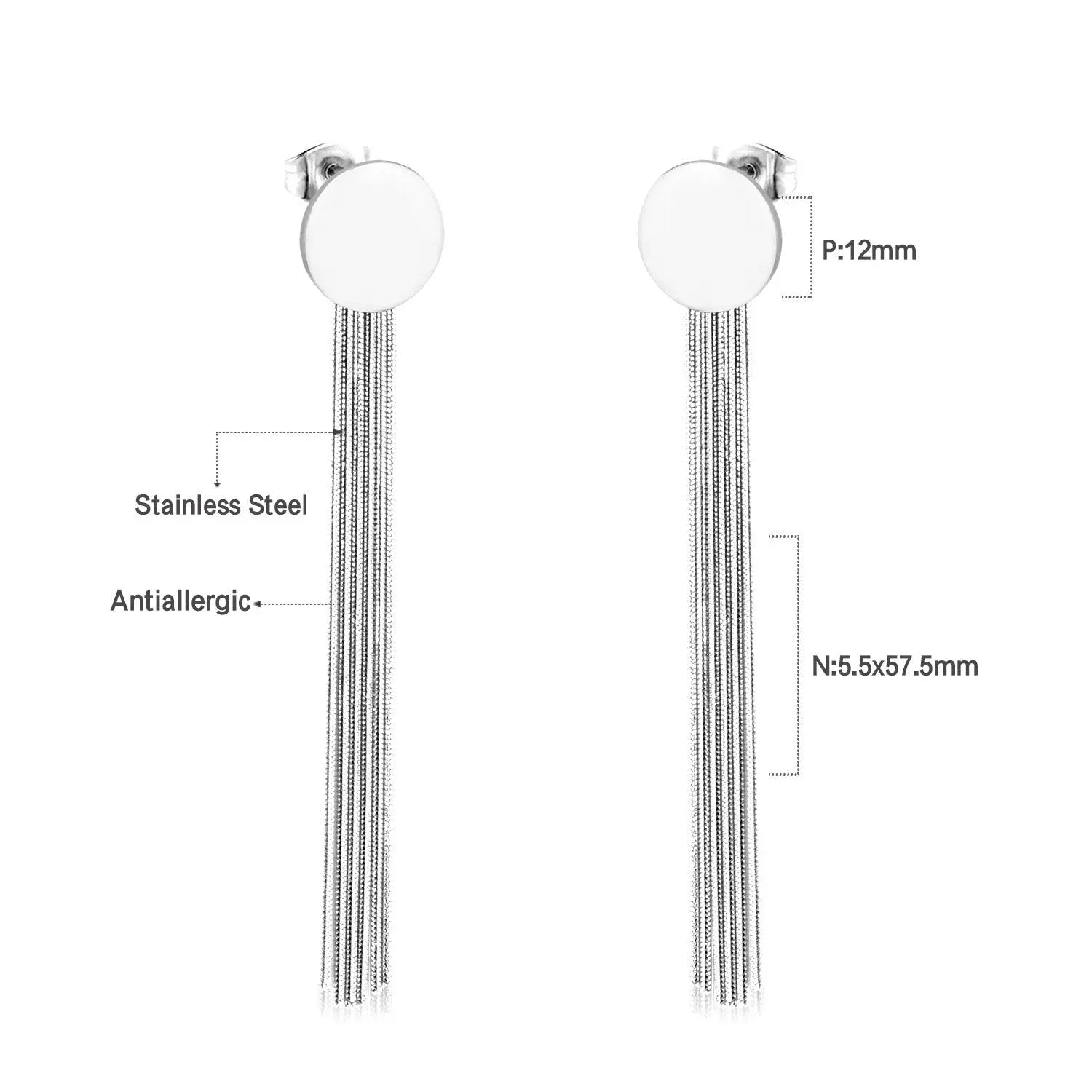 Long Chain Tassel Earrings Women's Gold Color Stainless Steel Drop Earrings Korean Fashion Party Jewelry Wholesale asonjewelry